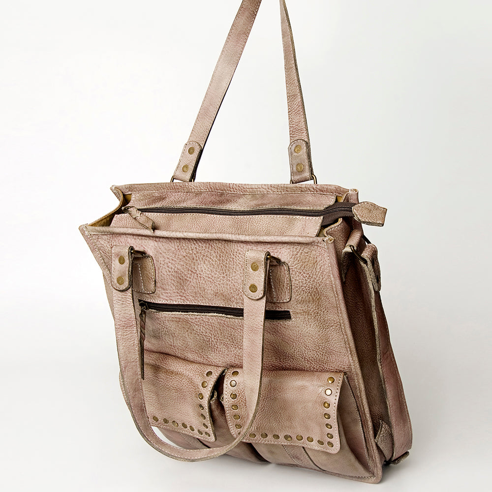 Never Mind Tote Vintage Handmade Genuine Cowhide Leather
