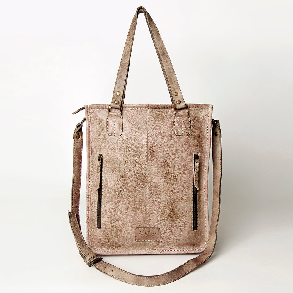 Never Mind Tote Vintage Handmade Genuine Cowhide Leather
