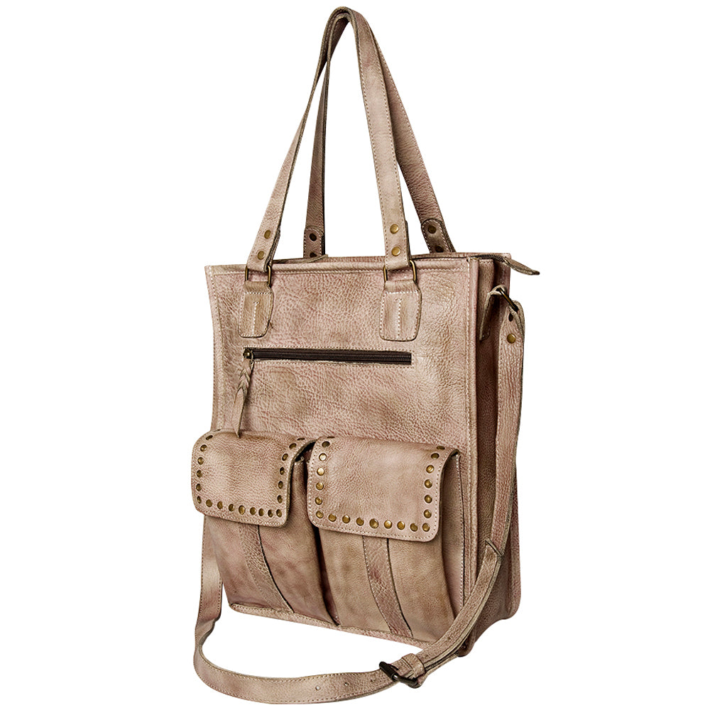 Never Mind Tote Vintage Handmade Genuine Cowhide Leather