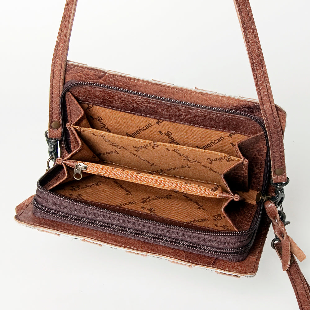 American Darling Organiser Bag Handcrafted from Crocodile Embossed Genuine Leather with YKK Zipper and Detachable Strap