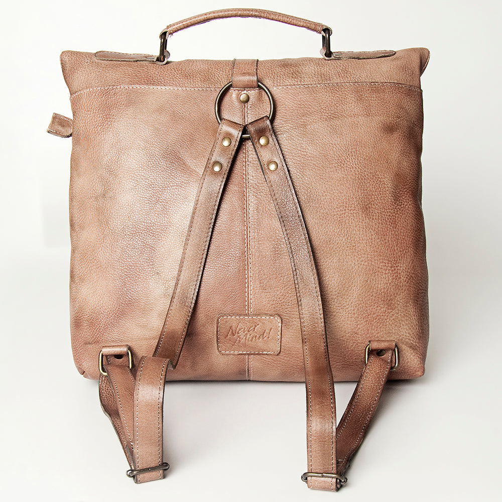 Never Mind Backpack Vintage Handmade Genuine Cowhide Leather