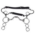 Bar H Equine Med Port Stainless Steel 3-Ring Combination Elevator Bit w/ leather strap