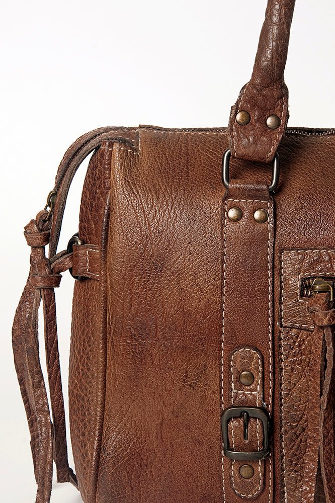 Vintage Handmade Genuine Cowhide Leather Tote Bag for Women