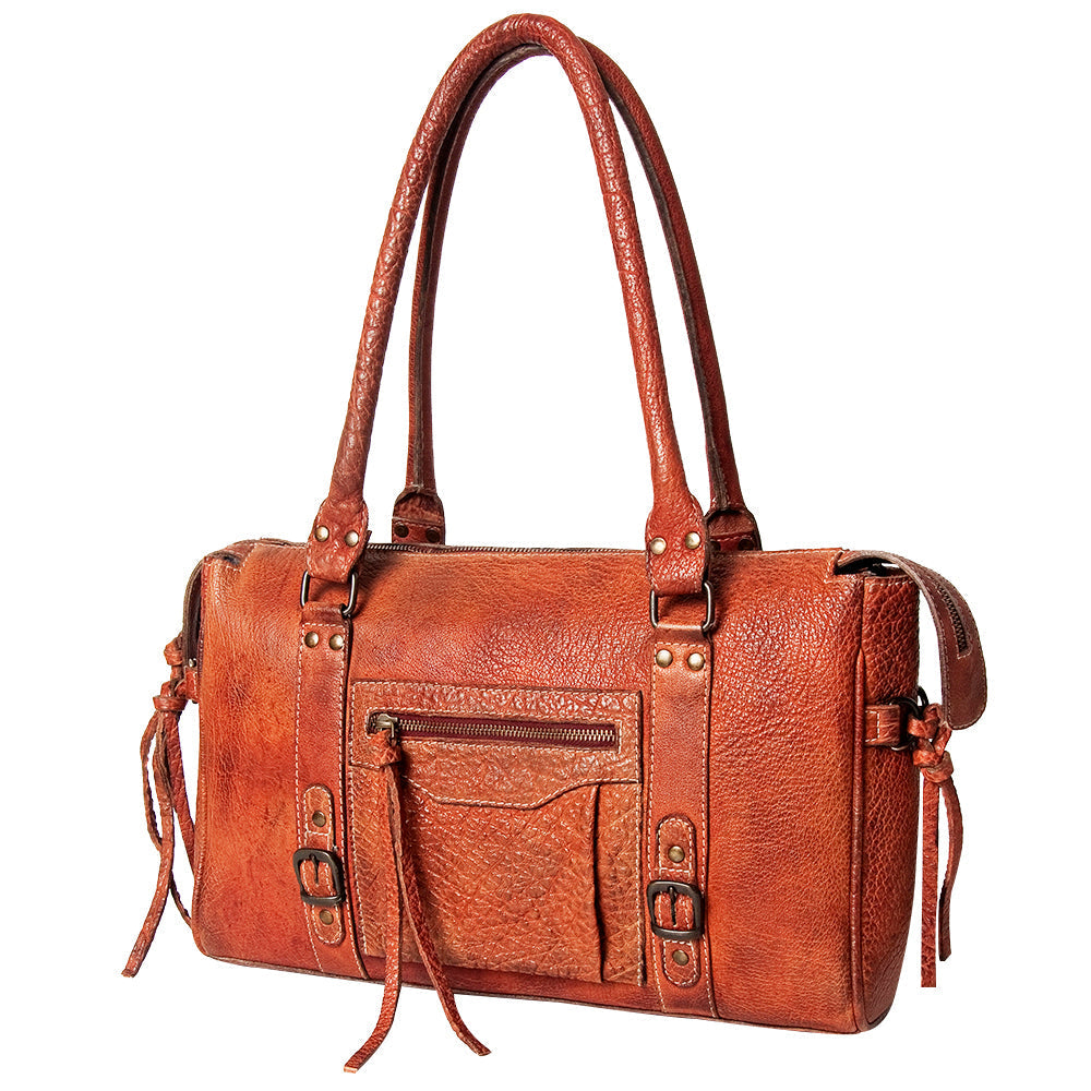 Never Mind Tote Vintage Handmade Genuine Cowhide Leather