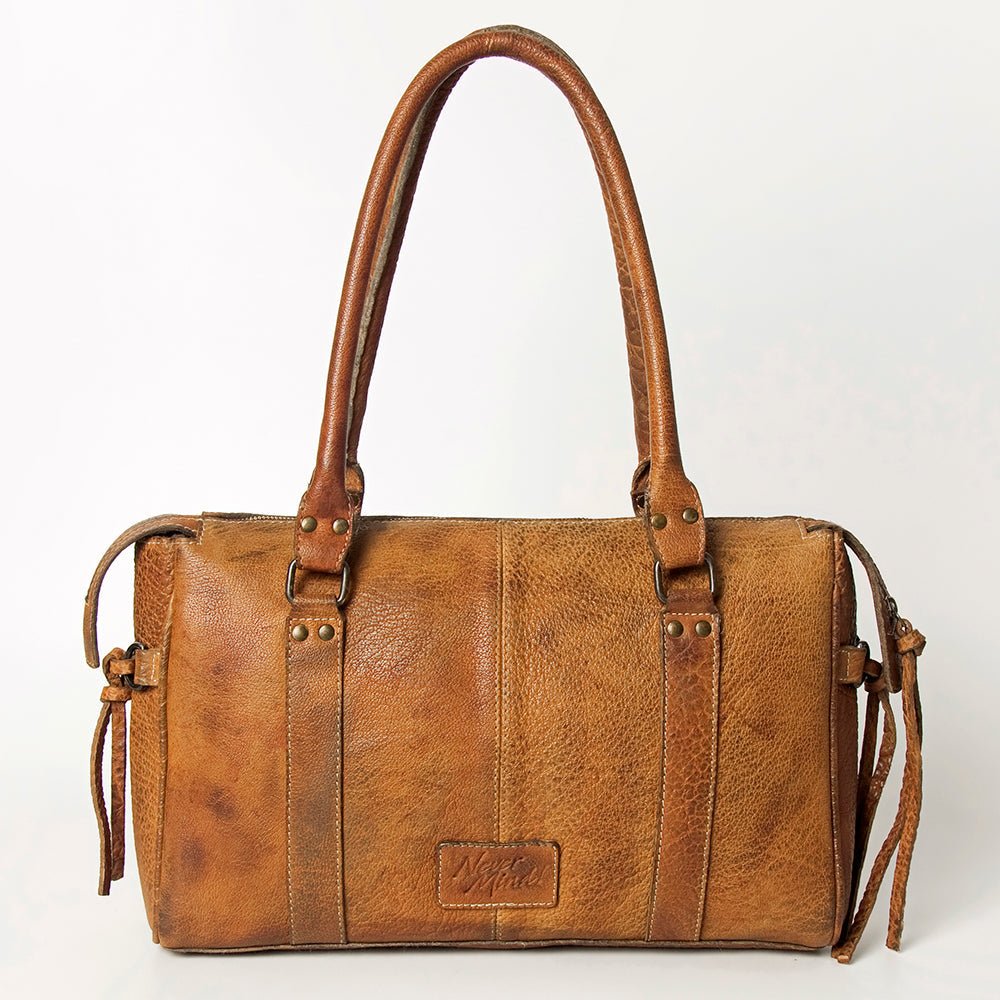 Never Mind Tote Vintage Handmade Genuine Cowhide Leather