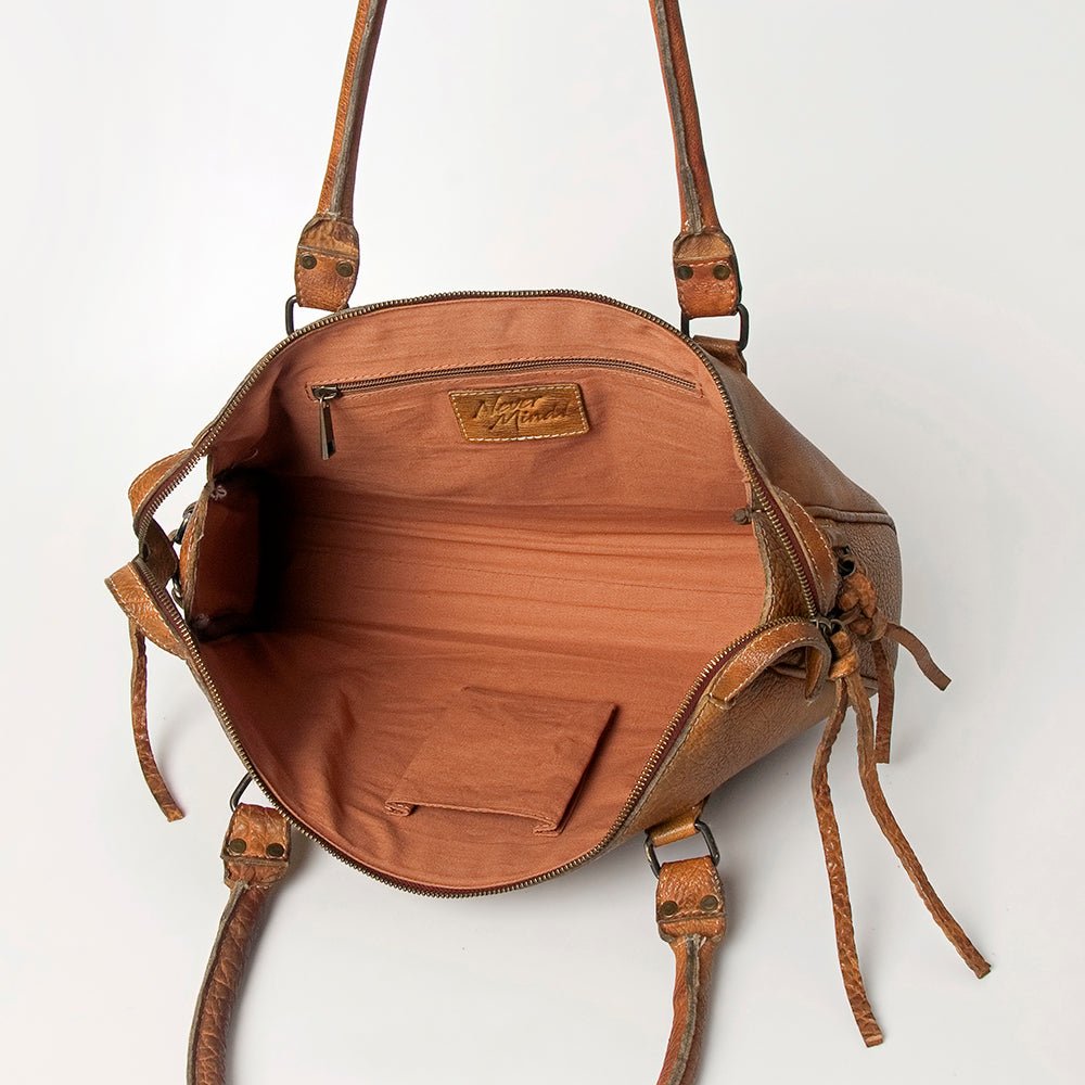 Never Mind Tote Vintage Handmade Genuine Cowhide Leather