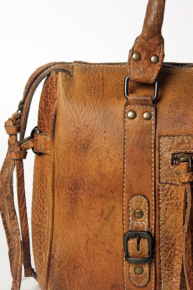 Never Mind Tote Vintage Handmade Genuine Cowhide Leather