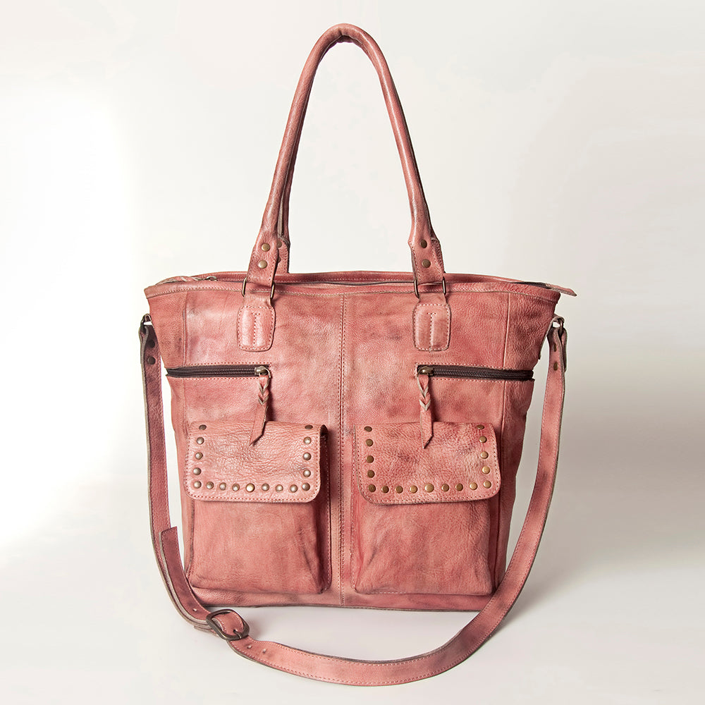 Never Mind Tote Vintage Handmade Genuine Cowhide Leather