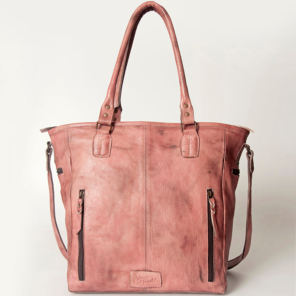 Never Mind Tote Vintage Handmade Genuine Cowhide Leather