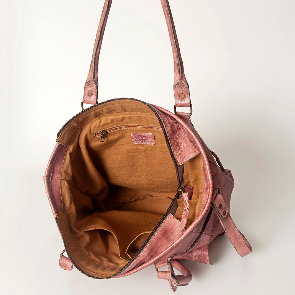 Never Mind Tote Vintage Handmade Genuine Cowhide Leather