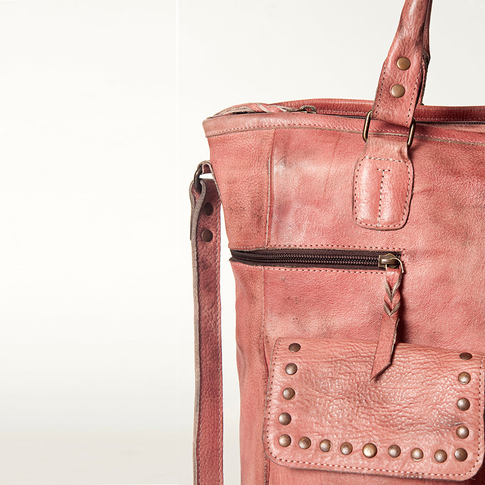 Never Mind Tote Vintage Handmade Genuine Cowhide Leather