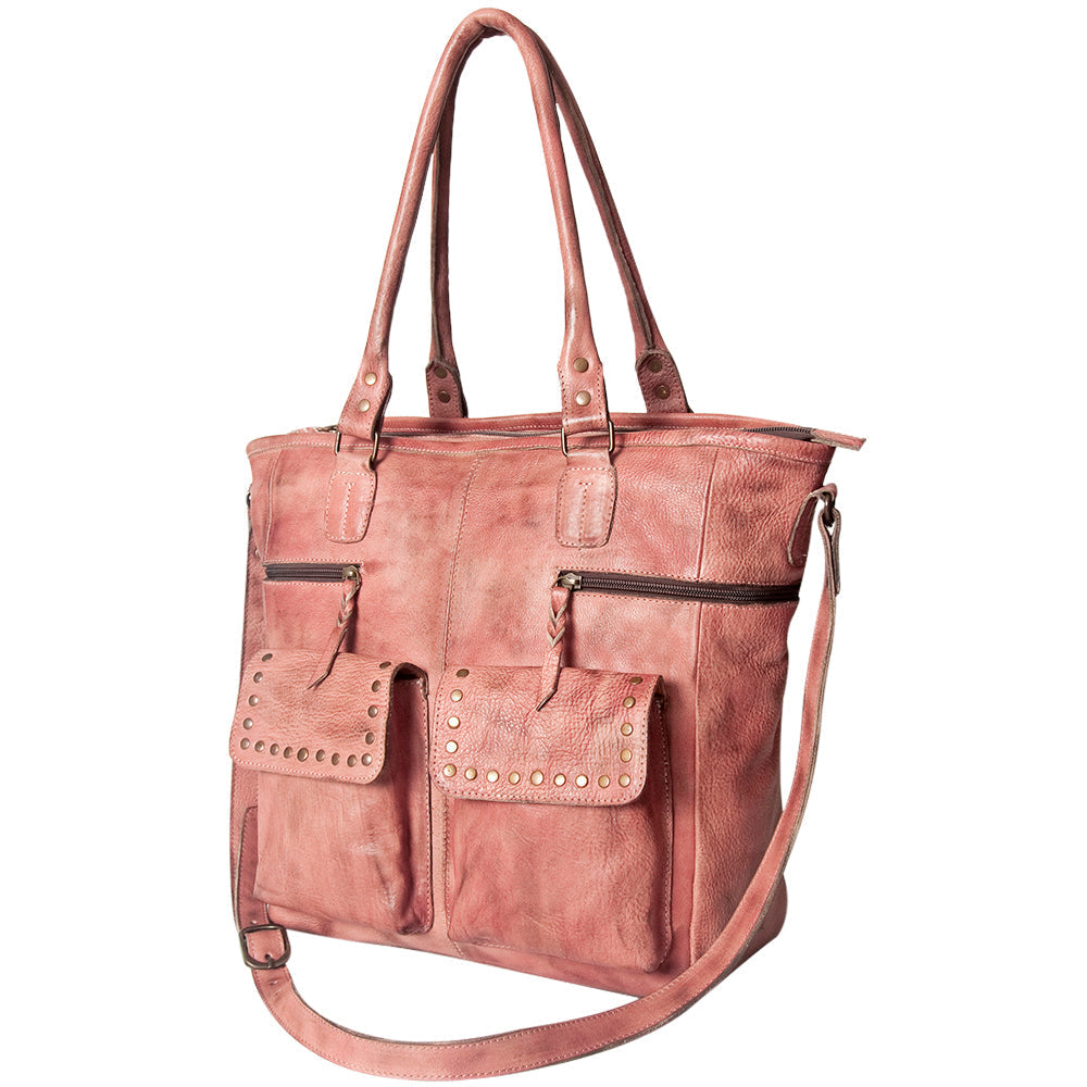Never Mind Tote Vintage Handmade Genuine Cowhide Leather