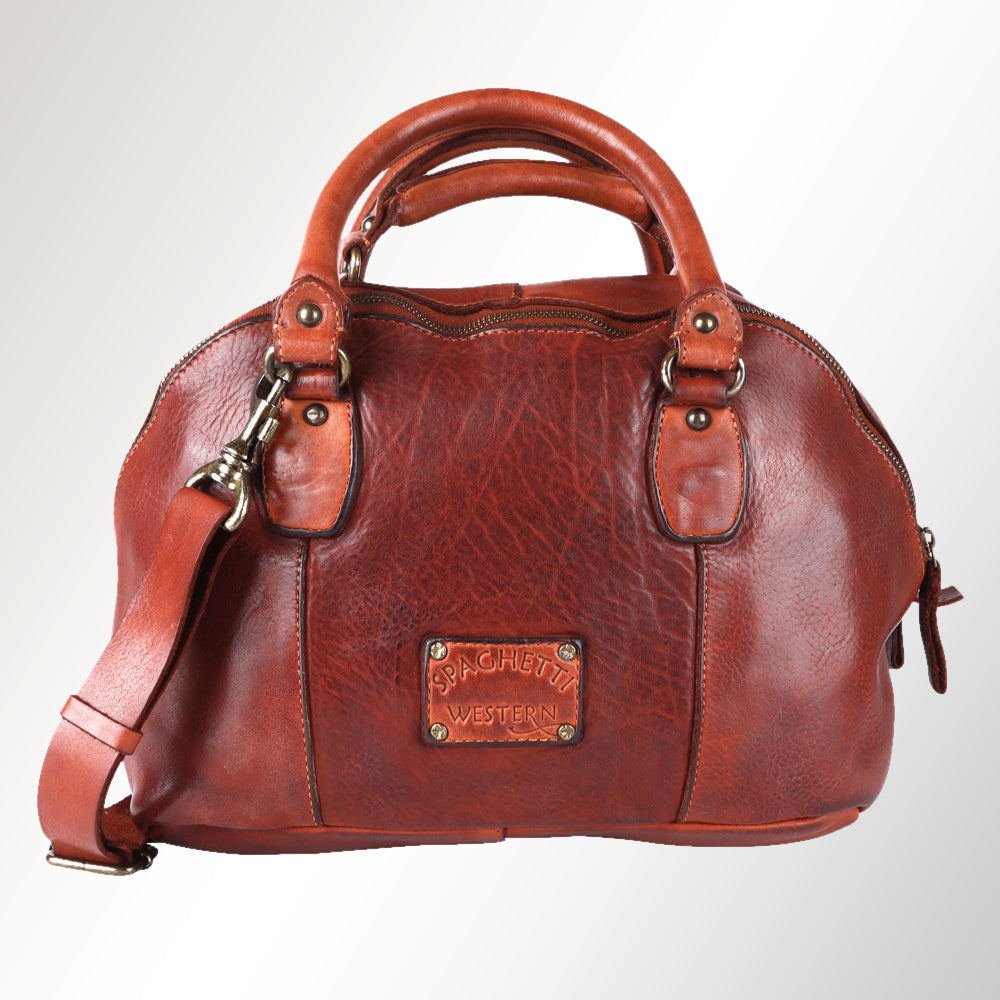 Spaghetti Western Tote Vintage Handmade Drum Dyed Genuine European Cowhide Leather