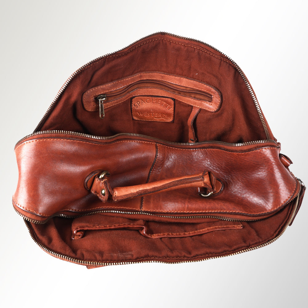 Spaghetti Western Tote Vintage Handmade Drum Dyed Genuine European Cowhide Leather