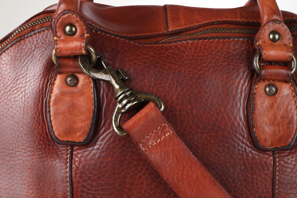 Spaghetti Western Tote Vintage Handmade Drum Dyed Genuine European Cowhide Leather