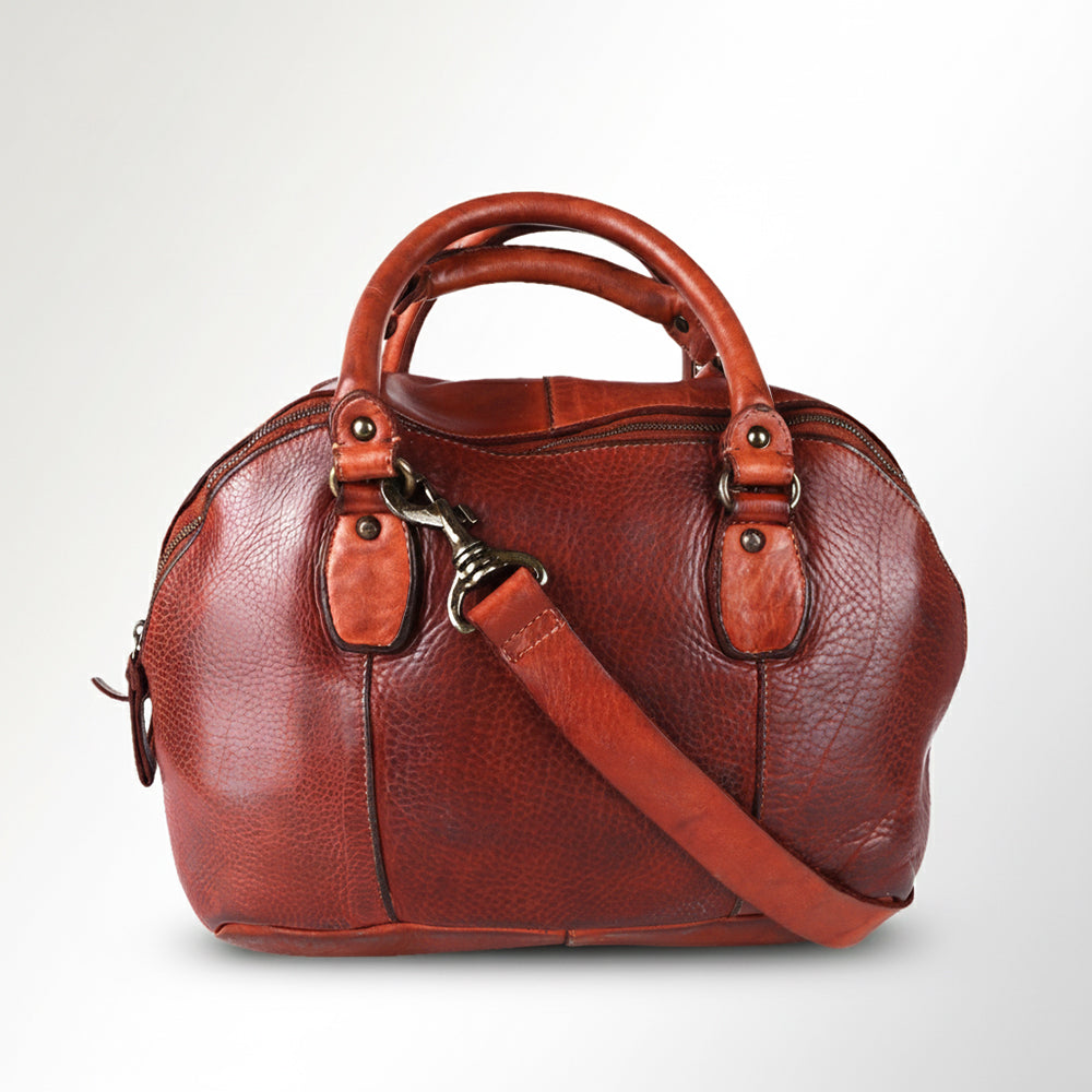 Spaghetti Western Swc124Bcg Tote Vintage Handmade Drum Dyed Genuine European Cowhide Leather Women Bag Western Handbag Purse