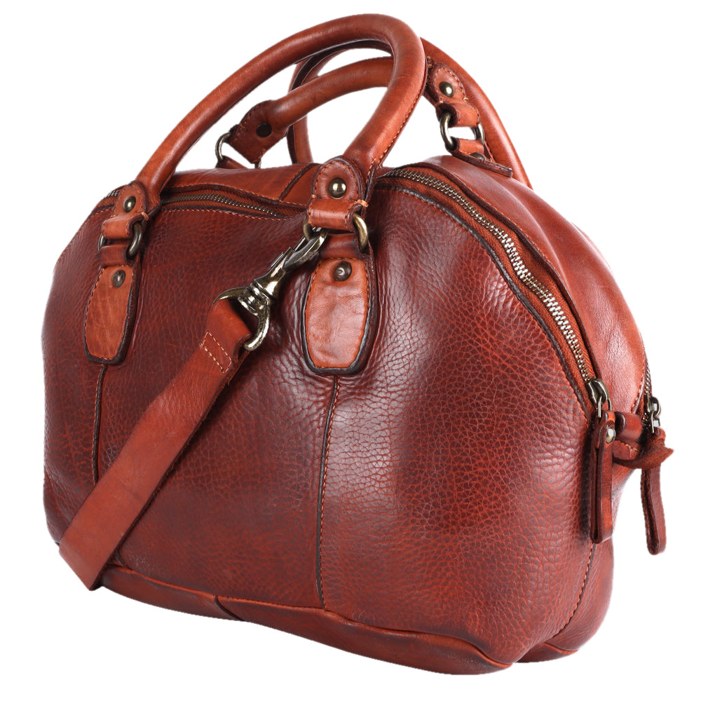 Spaghetti Western Tote Vintage Handmade Drum Dyed Genuine European Cowhide Leather