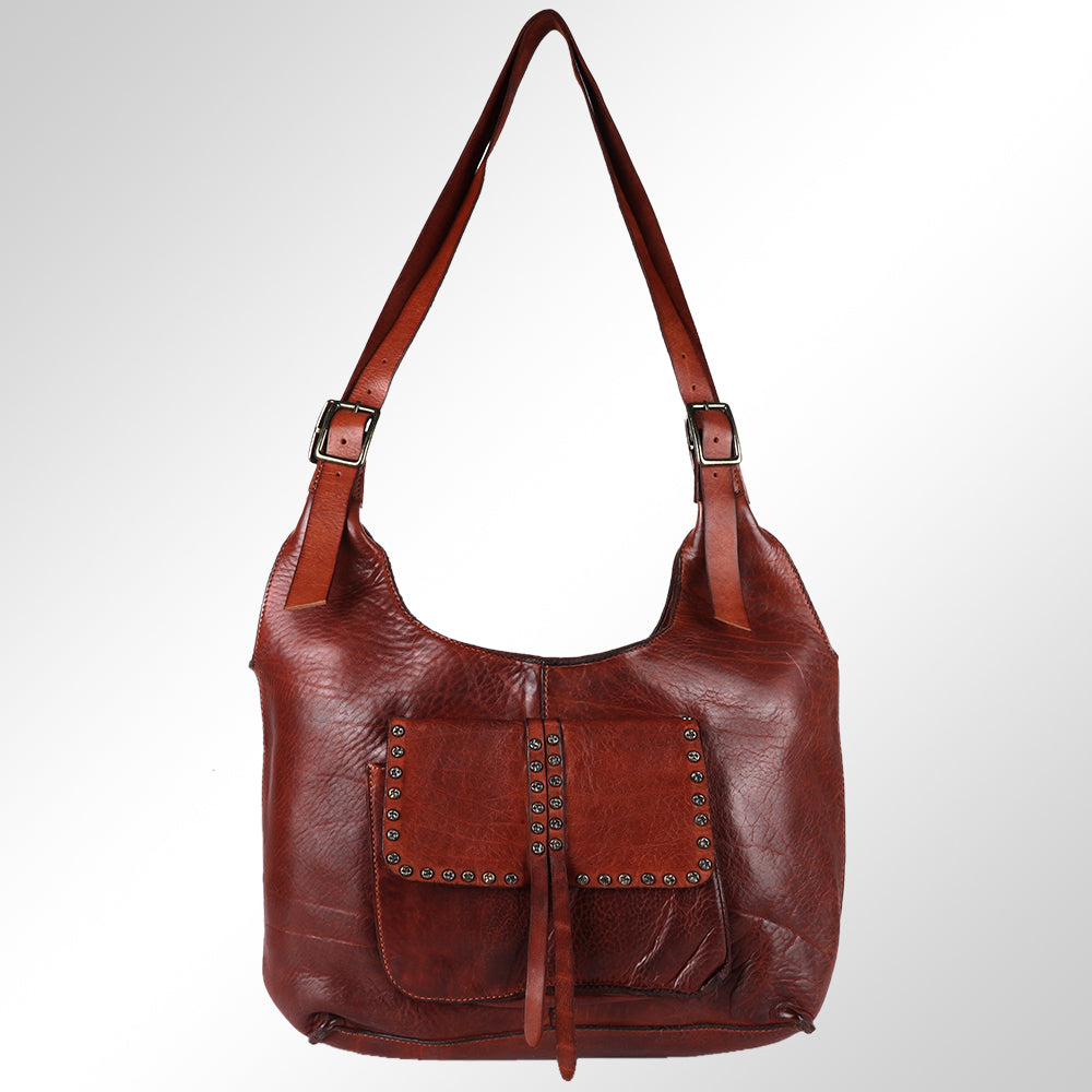 Spaghetti Western Tote Vintage Handmade Drum Dyed Genuine European Cowhide Leather