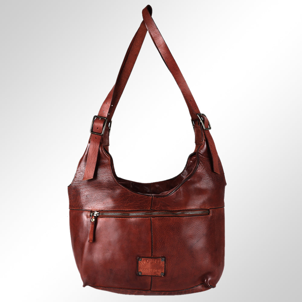 Spaghetti Western Tote Vintage Handmade Drum Dyed Genuine European Cowhide Leather