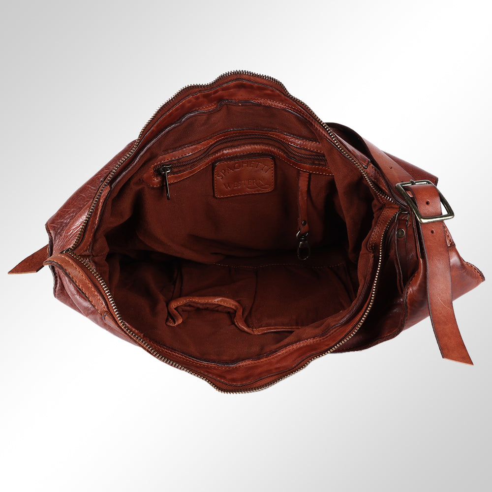 Spaghetti Western Tote Vintage Handmade Drum Dyed Genuine European Cowhide Leather