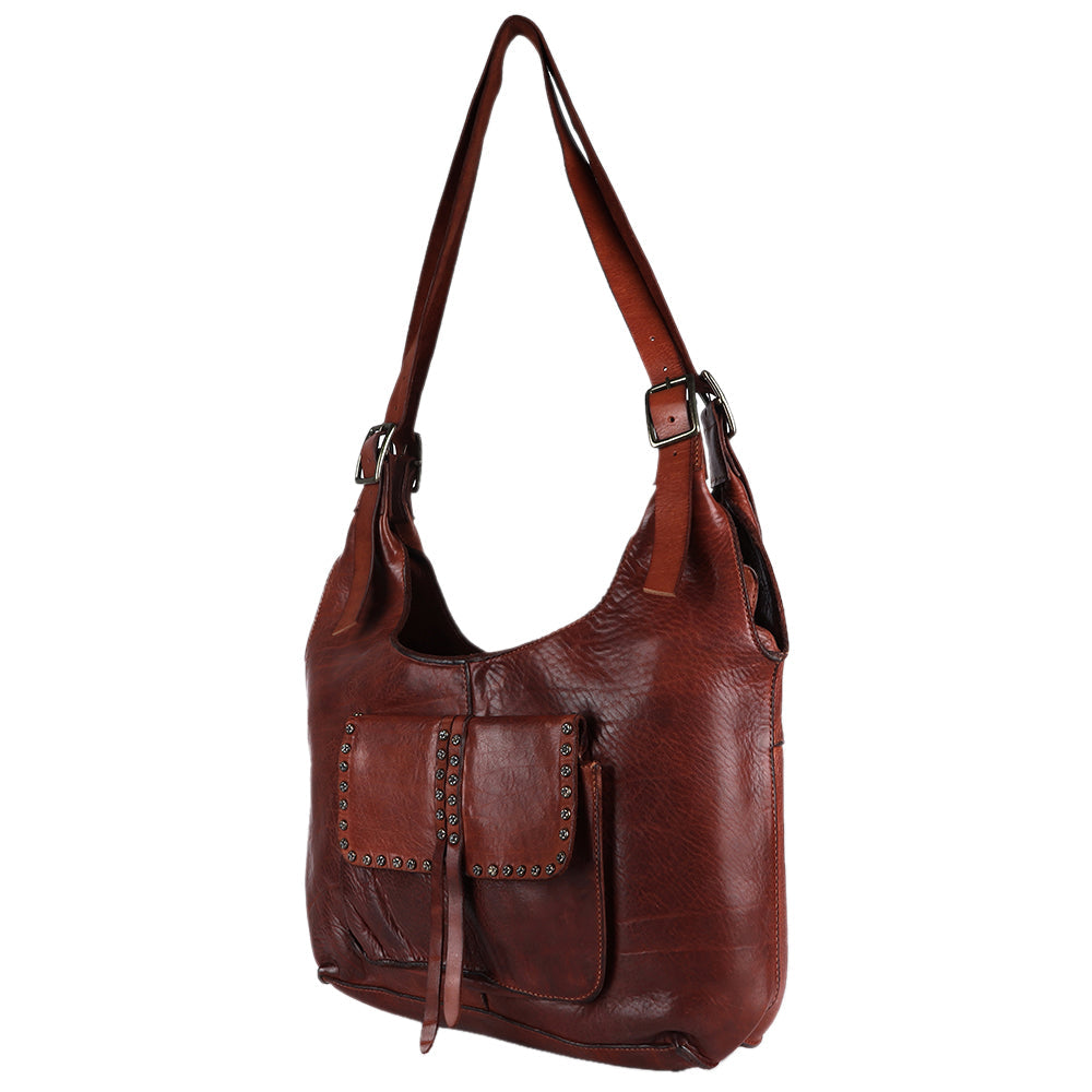 Spaghetti Western Tote Vintage Handmade Drum Dyed Genuine European Cowhide Leather