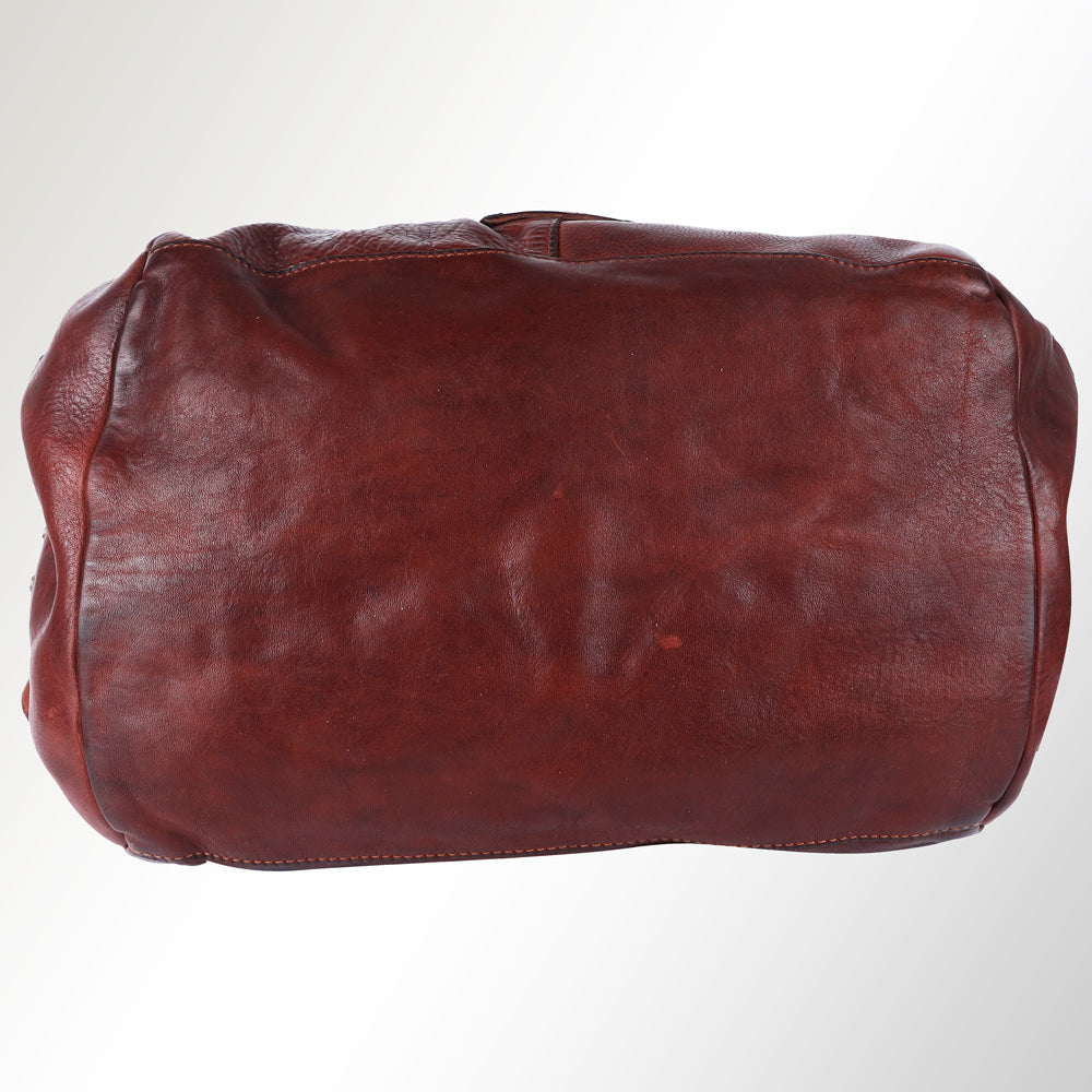 Spaghetti Western Tote Vintage Handmade Drum Dyed Genuine European Cowhide Leather