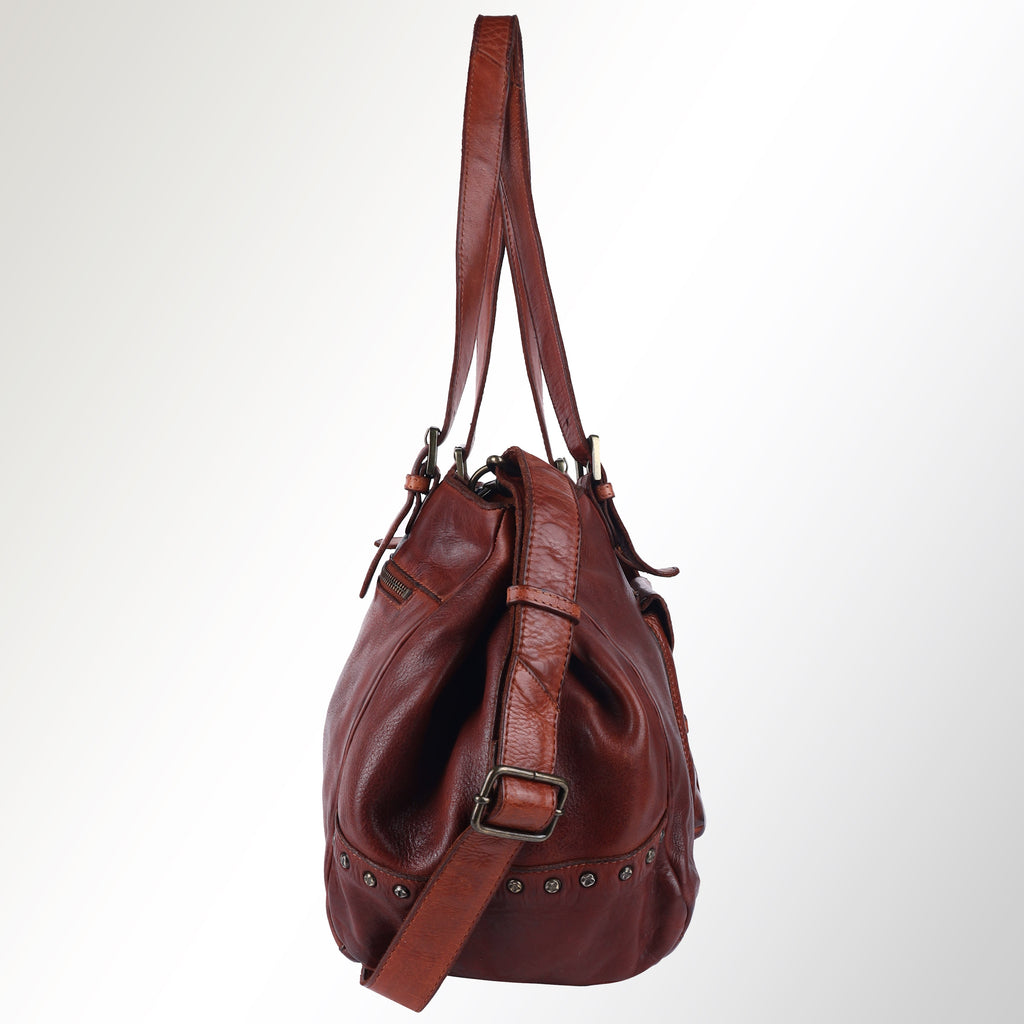 Spaghetti Western Tote Vintage Handmade Drum Dyed Genuine European Cowhide Leather