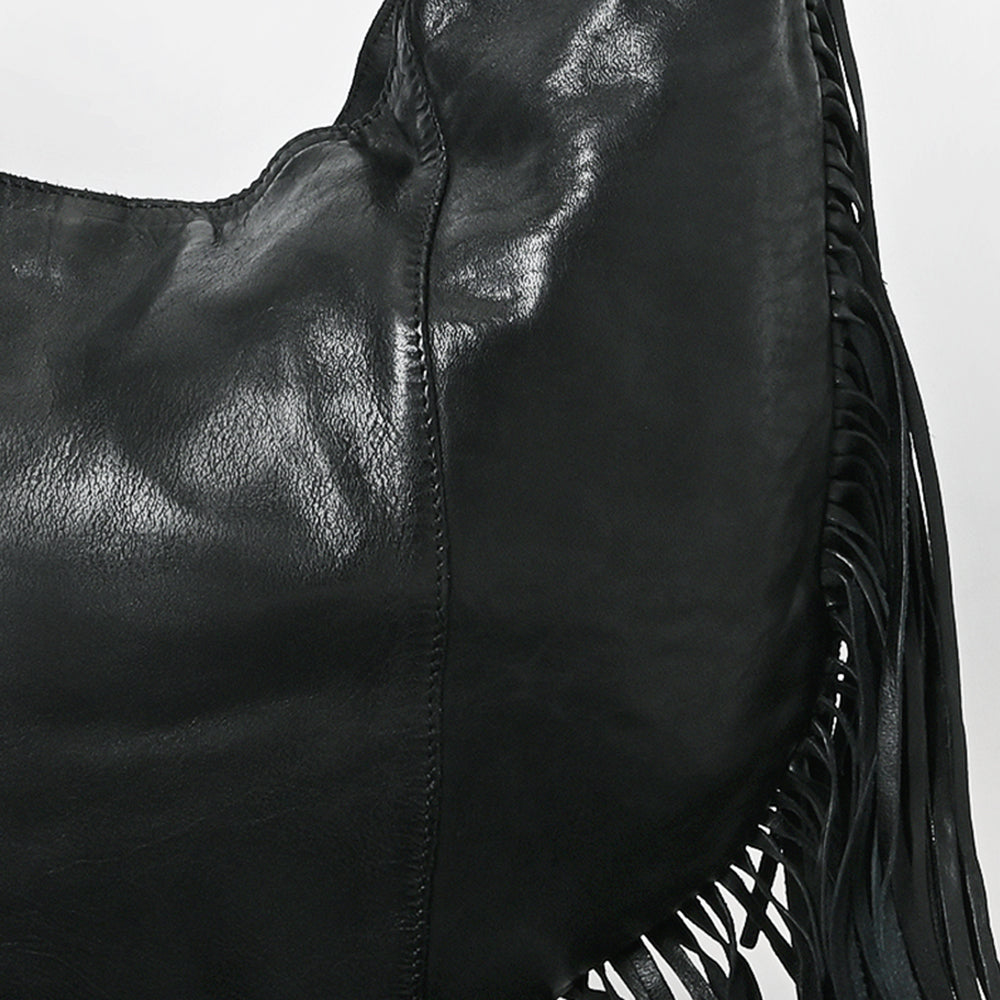 Spaghetti Western Hobo Vintage Handmade Drum Dyed Genuine European Cowhide Leather