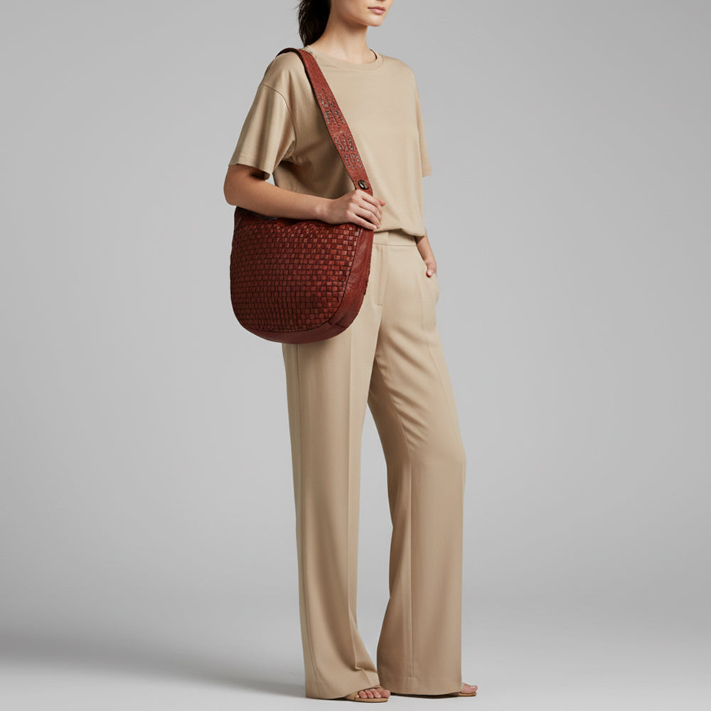 Spaghetti Western Swc129Cg Hobo Vintage Handmade Drum Dyed Genuine European Cowhide Leather Women Bag Western Handbag Purse