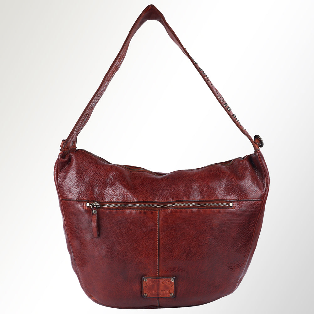 Spaghetti Western Hobo Vintage Handmade Drum Dyed Genuine European Cowhide Leather