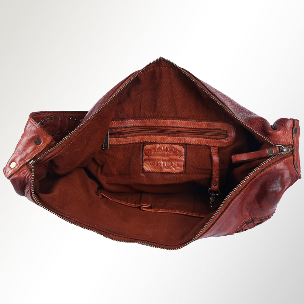 Spaghetti Western Hobo Vintage Handmade Drum Dyed Genuine European Cowhide Leather