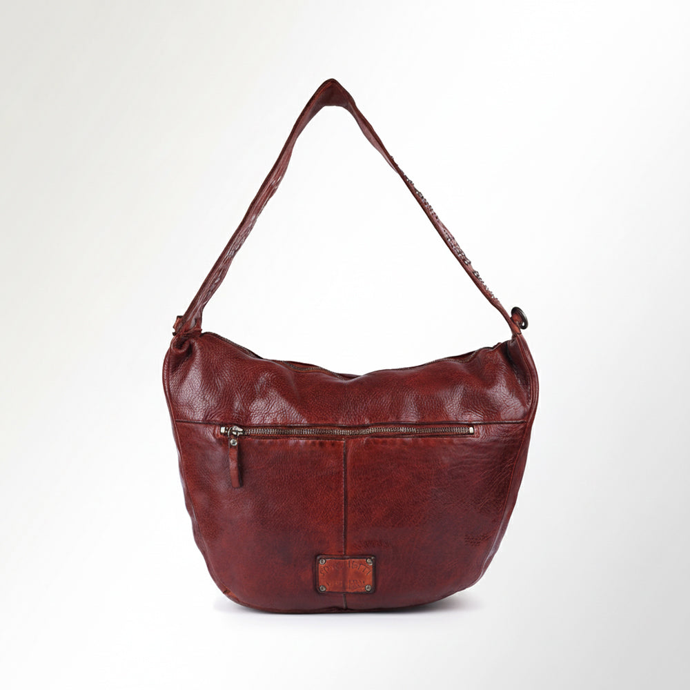 Spaghetti Western Swc129Cg Hobo Vintage Handmade Drum Dyed Genuine European Cowhide Leather Women Bag Western Handbag Purse