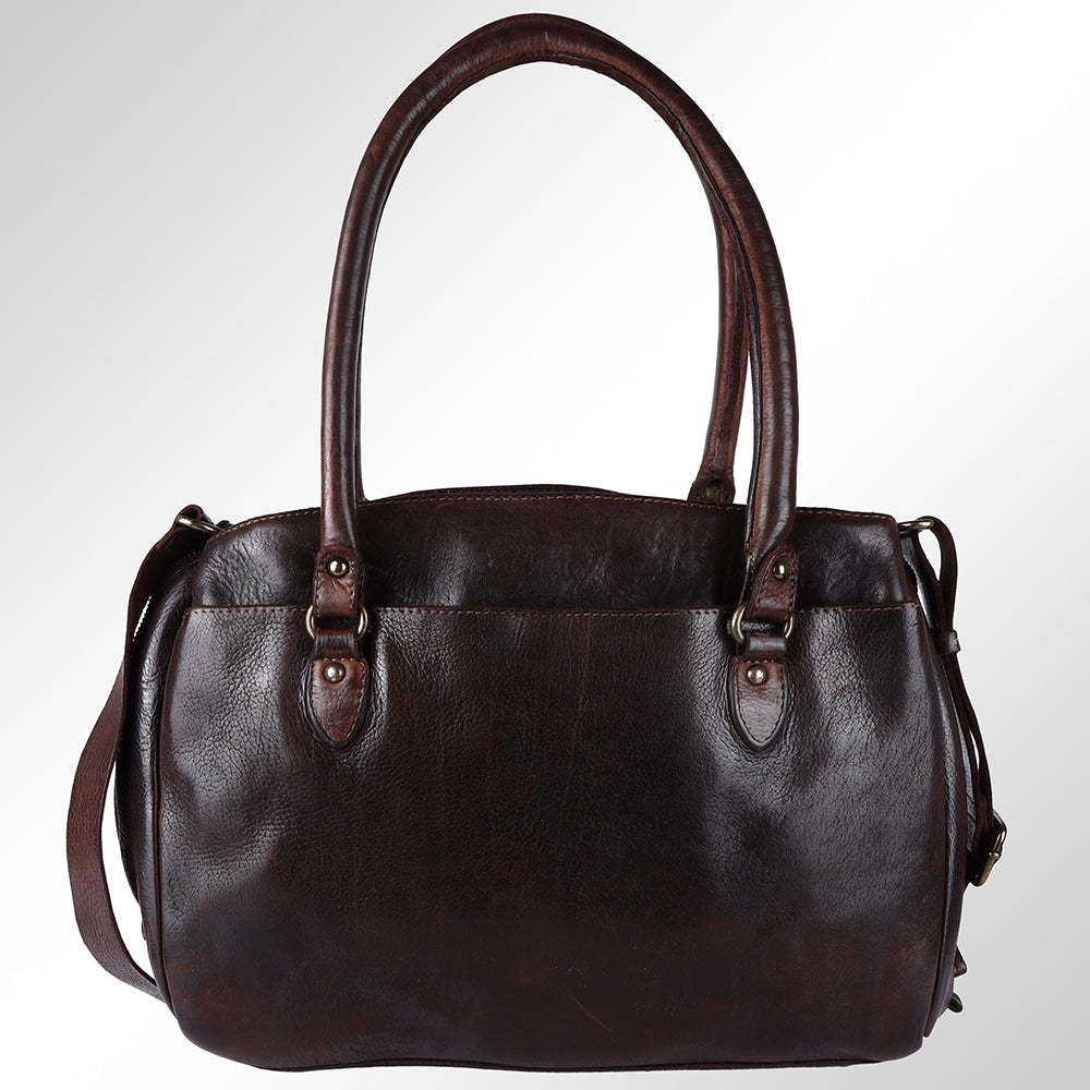 Spaghetti Western Tote Vintage Handmade Drum Dyed Genuine European Cowhide Leather