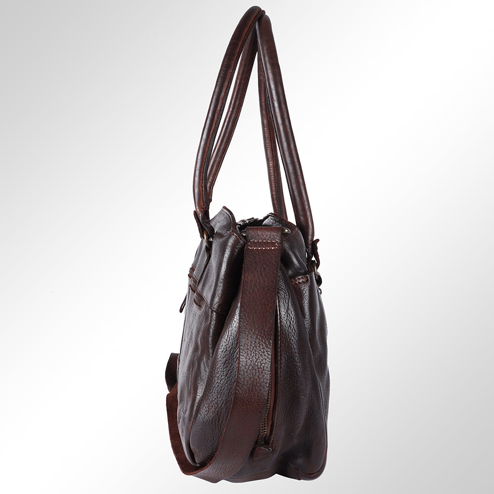 Spaghetti Western Tote Vintage Handmade Drum Dyed Genuine European Cowhide Leather