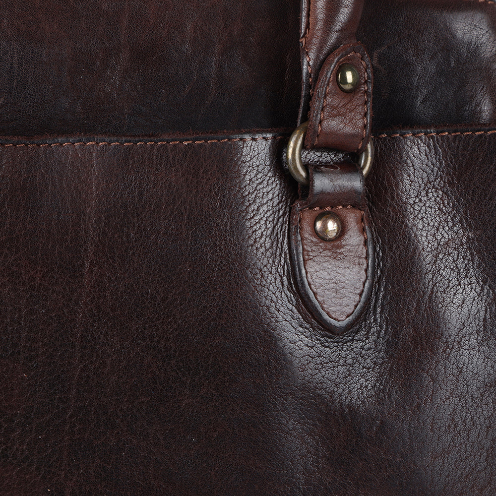 Spaghetti Western Swc131Brn Tote Vintage Handmade Drum Dyed Genuine European Cowhide Leather Women Bag Western Handbag Purse
