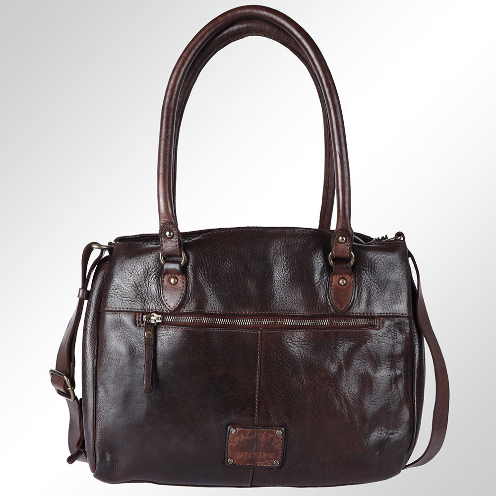 Spaghetti Western Tote Vintage Handmade Drum Dyed Genuine European Cowhide Leather