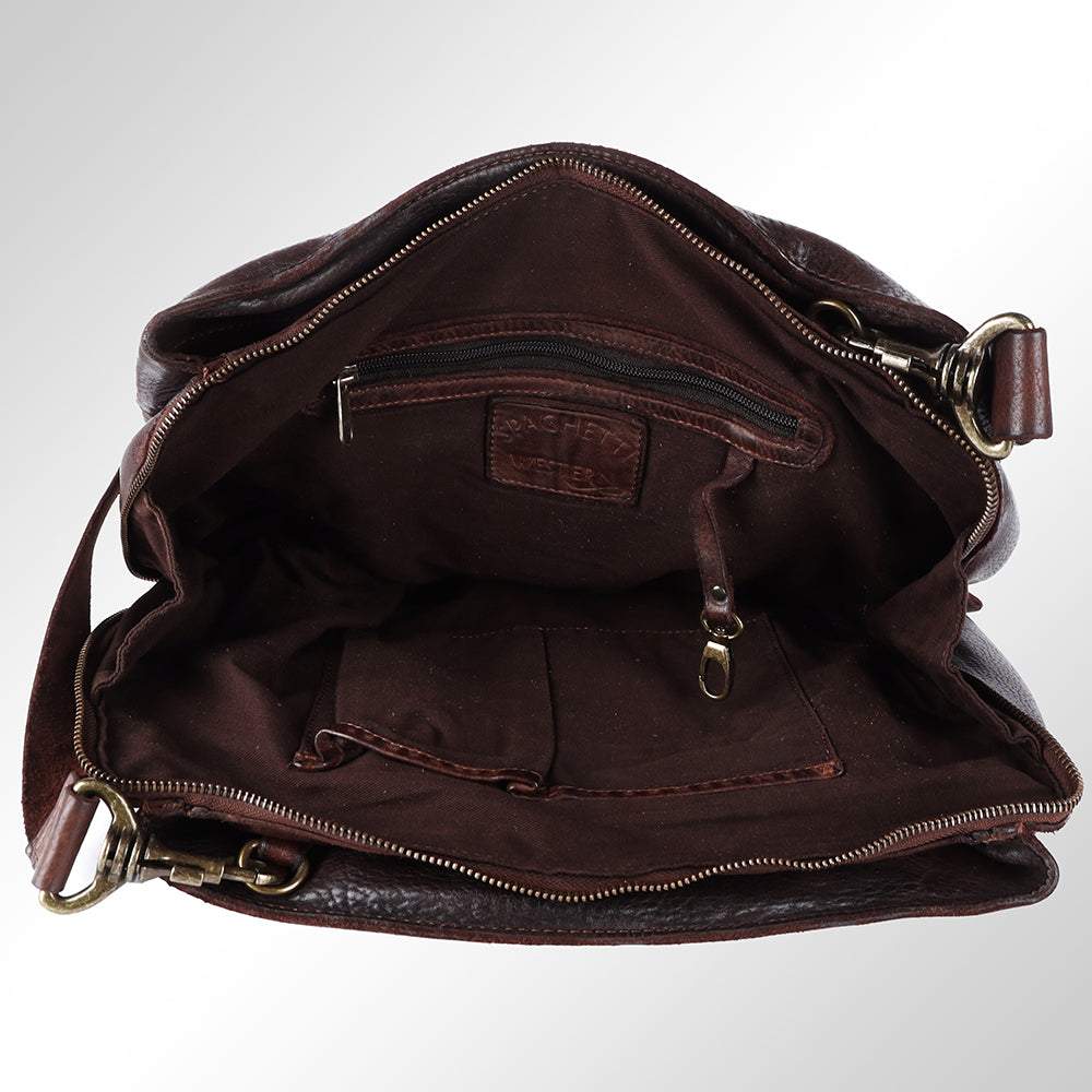 Spaghetti Western Tote Vintage Handmade Drum Dyed Genuine European Cowhide Leather