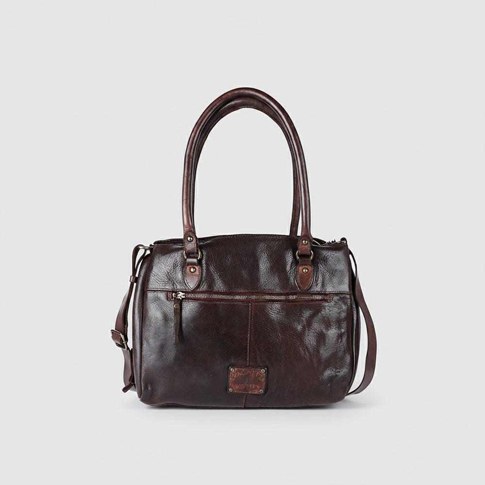 Spaghetti Western Swc131Brn Tote Vintage Handmade Drum Dyed Genuine European Cowhide Leather Women Bag Western Handbag Purse