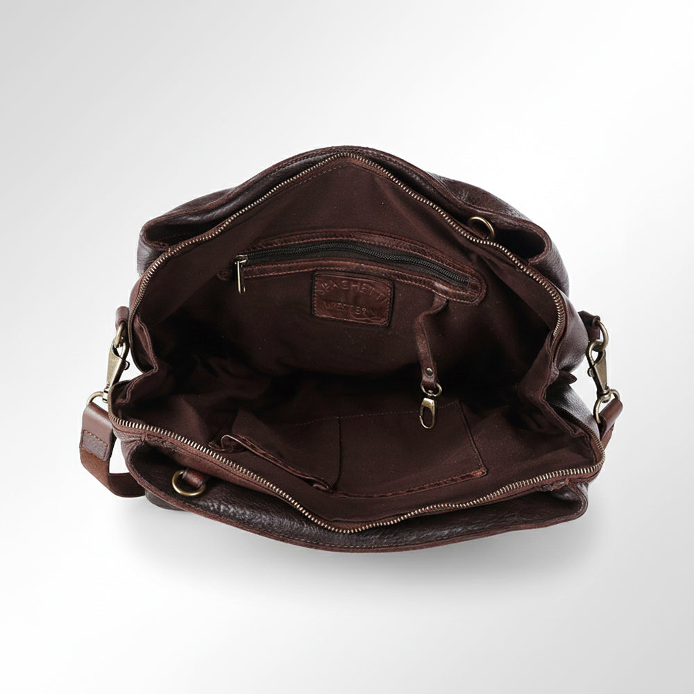 Spaghetti Western Swc131Brn Tote Vintage Handmade Drum Dyed Genuine European Cowhide Leather Women Bag Western Handbag Purse