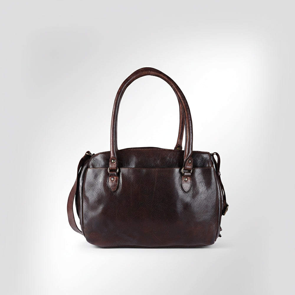 Spaghetti Western Swc131Brn Tote Vintage Handmade Drum Dyed Genuine European Cowhide Leather Women Bag Western Handbag Purse