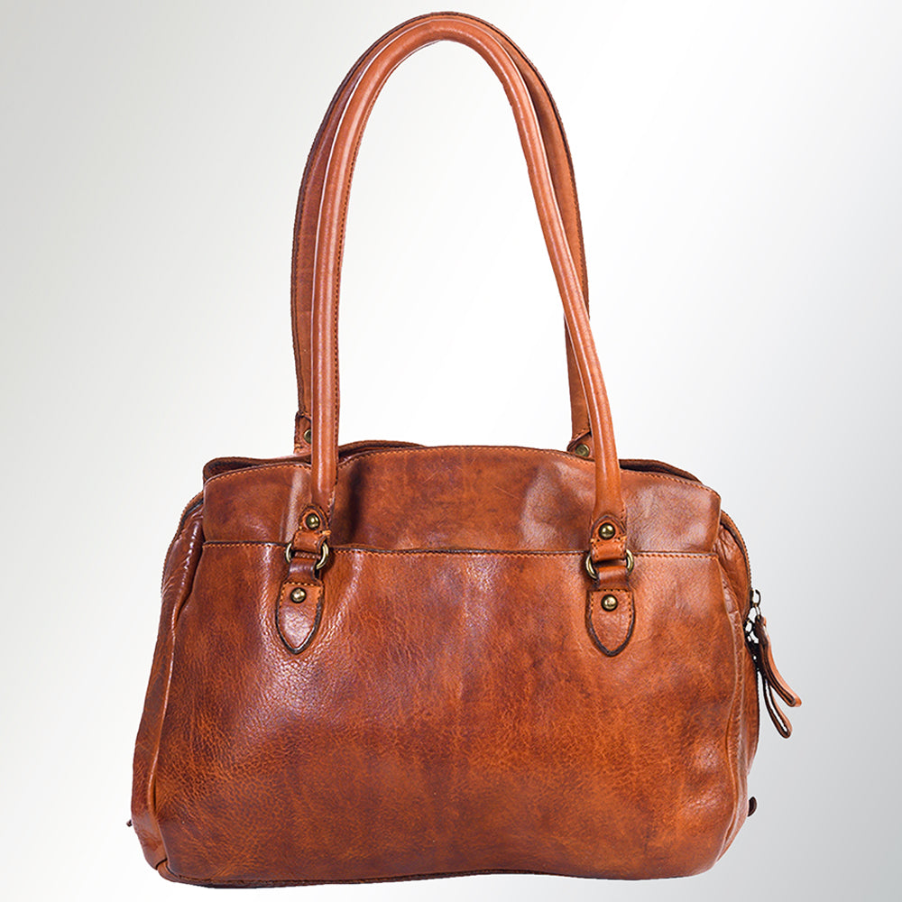 Spaghetti Western Tote Vintage Handmade Drum Dyed Genuine European Cowhide Leather