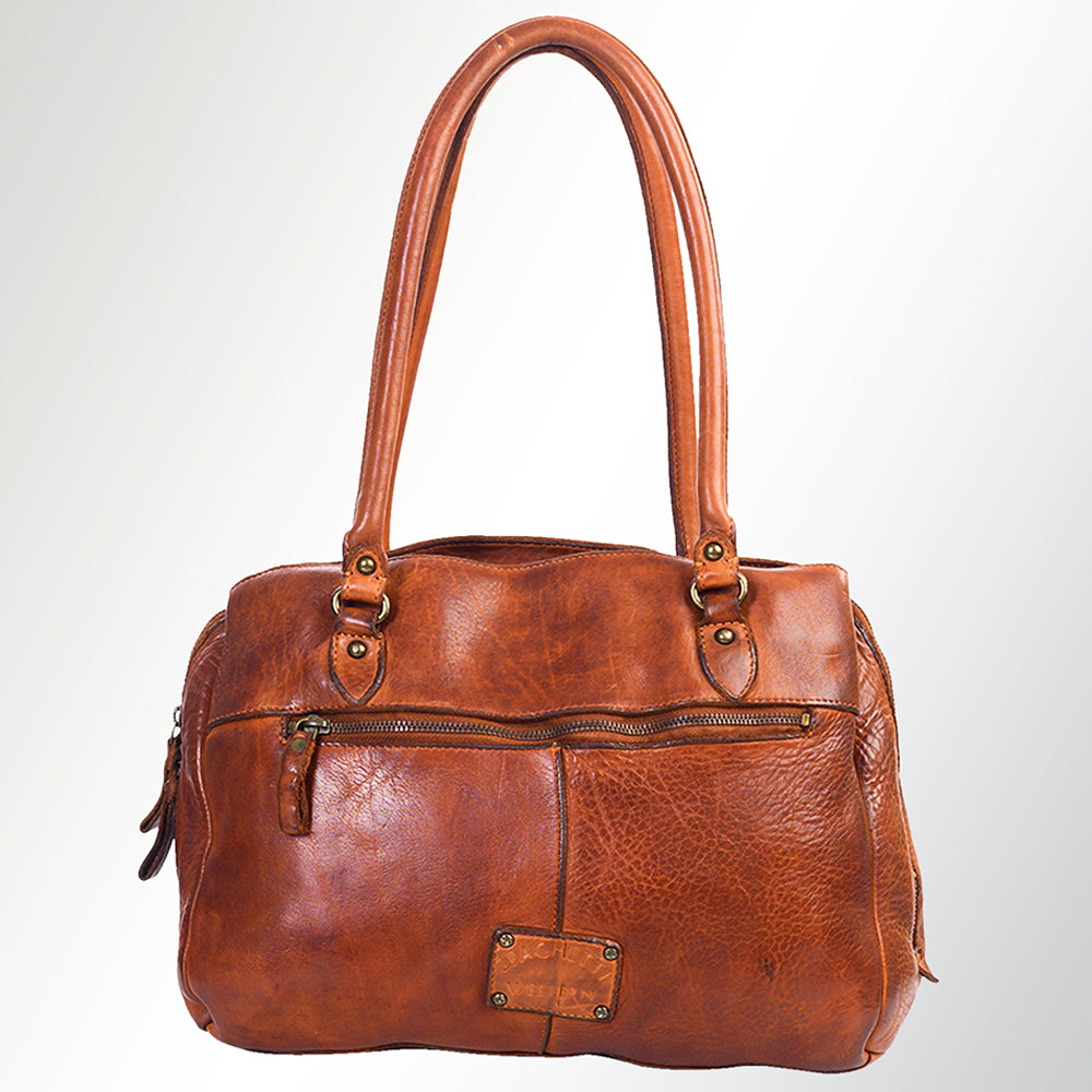 Spaghetti Western Tote Vintage Handmade Drum Dyed Genuine European Cowhide Leather