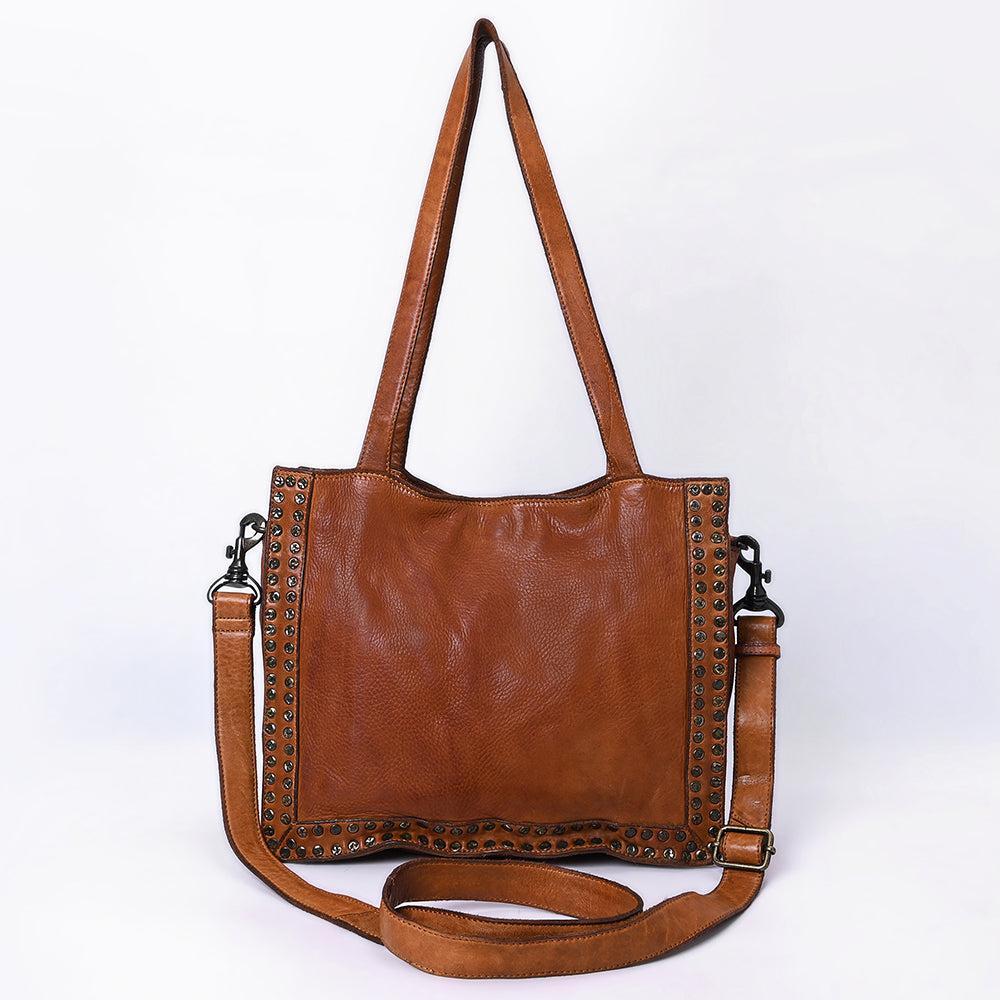 Spaghetti Western Tote Vintage Handmade Drum Dyed Genuine European Cowhide Leather