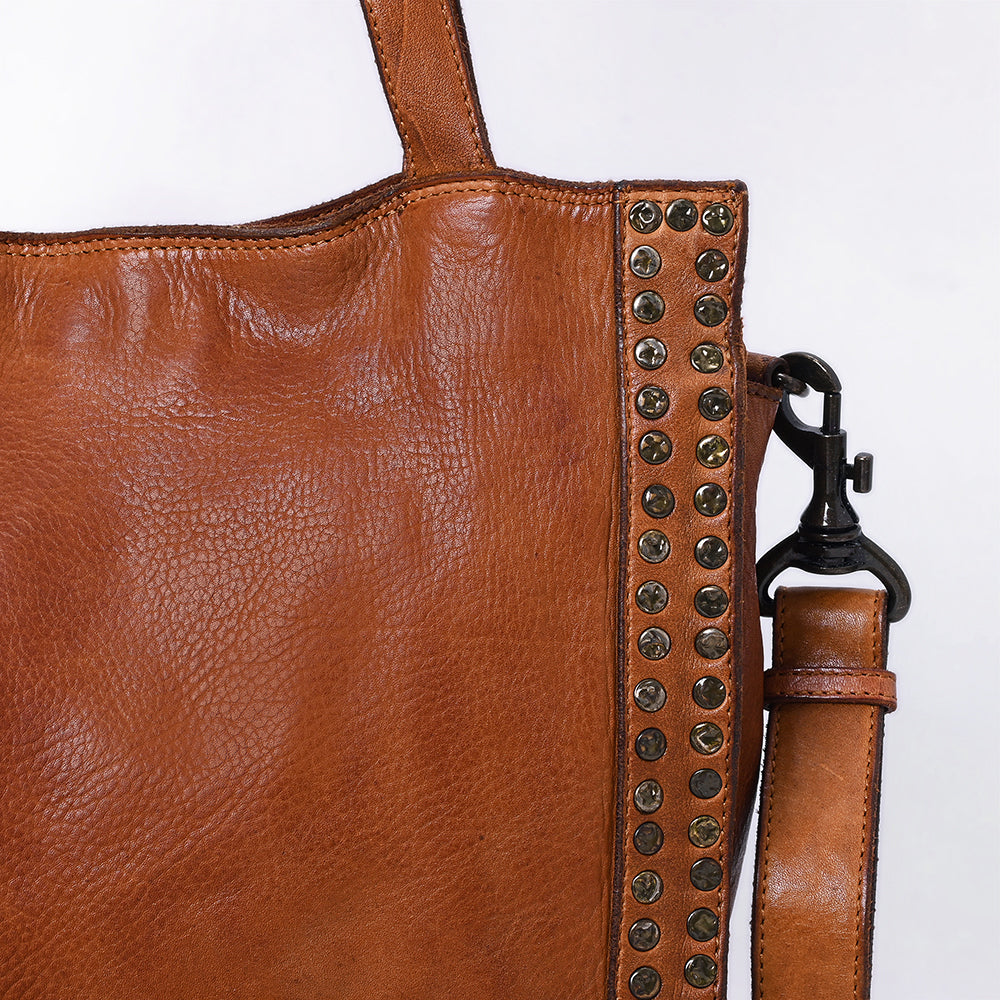 Spaghetti Western Swc133Tan Tote Vintage Handmade Drum Dyed Genuine European Cowhide Leather Women Bag Western Handbag Purse