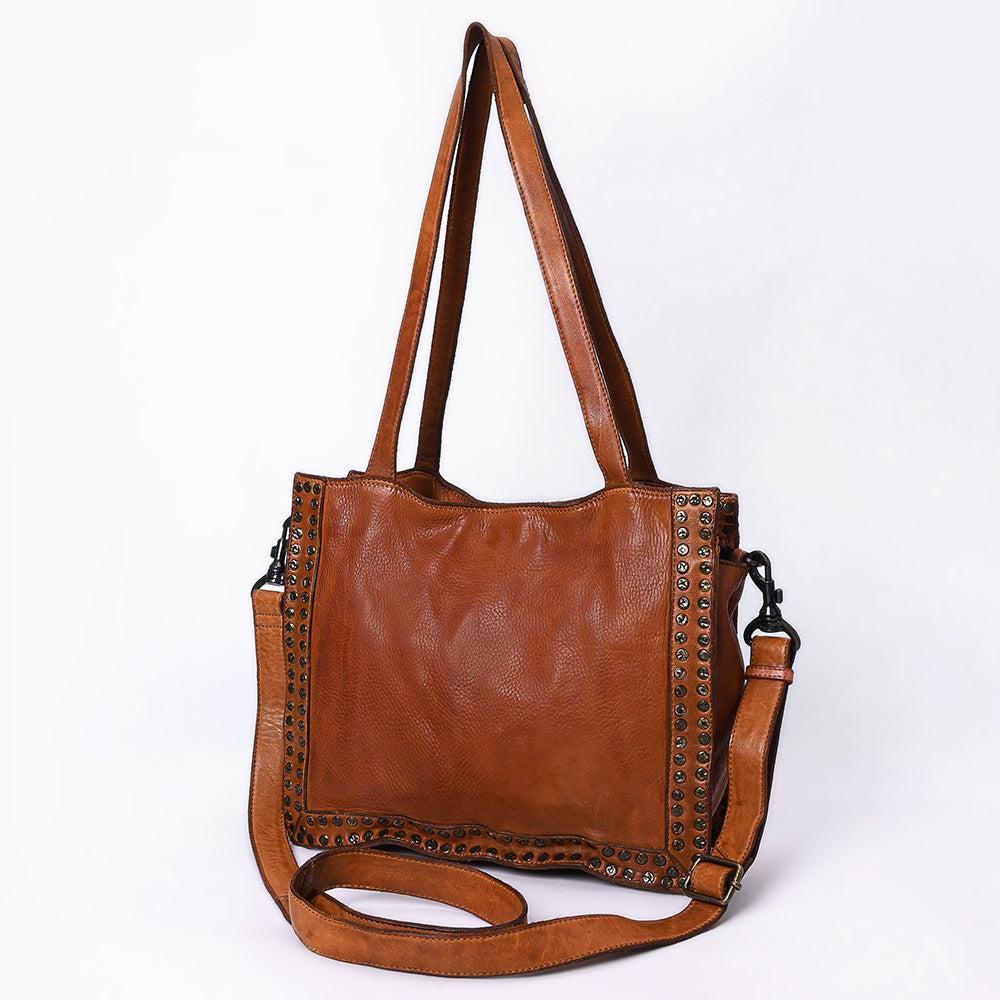 Spaghetti Western Tote Vintage Handmade Drum Dyed Genuine European Cowhide Leather