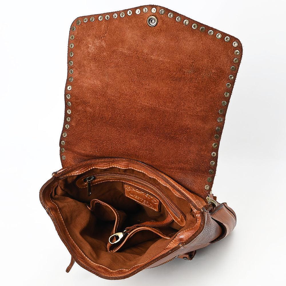 Spaghetti Western Tote Vintage Handmade Drum Dyed Genuine European Cowhide Leather