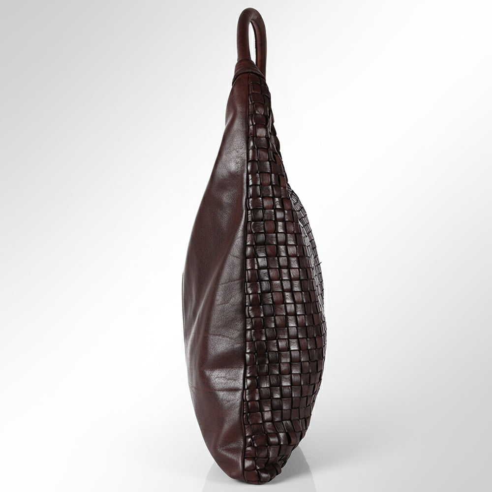 Spaghetti Western Swc141Brn Hobo Vintage Handmade Drum Dyed Genuine European Cowhide Leather Women Bag Western Handbag Purse
