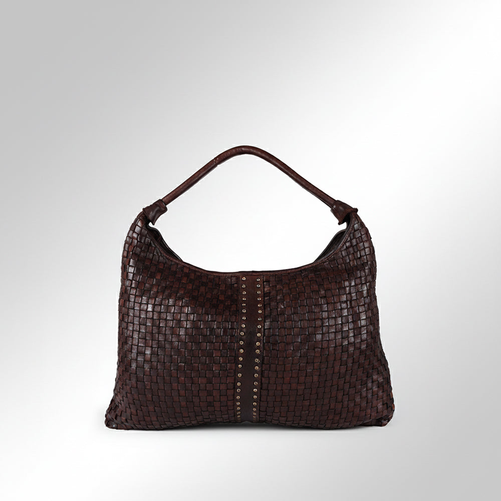 Spaghetti Western Swc141Brn Hobo Vintage Handmade Drum Dyed Genuine European Cowhide Leather Women Bag Western Handbag Purse
