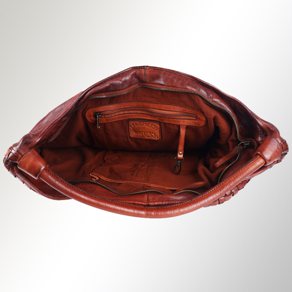 Spaghetti Western Hobo Vintage Handmade Drum Dyed Genuine European Cowhide Leather