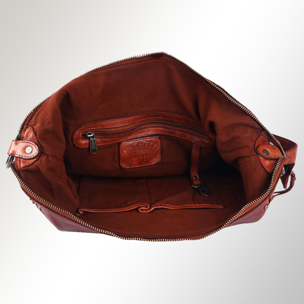 Spaghetti Western Hobo Vintage Handmade Drum Dyed Genuine European Cowhide Leather